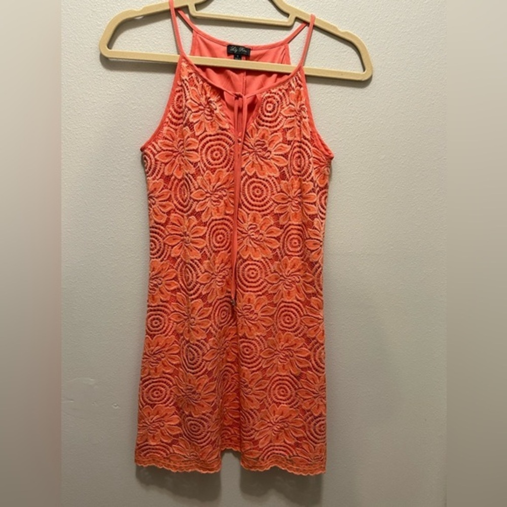 Lily Rose women’s dress size small salmon color. Mini Spaghetti strap sundress.